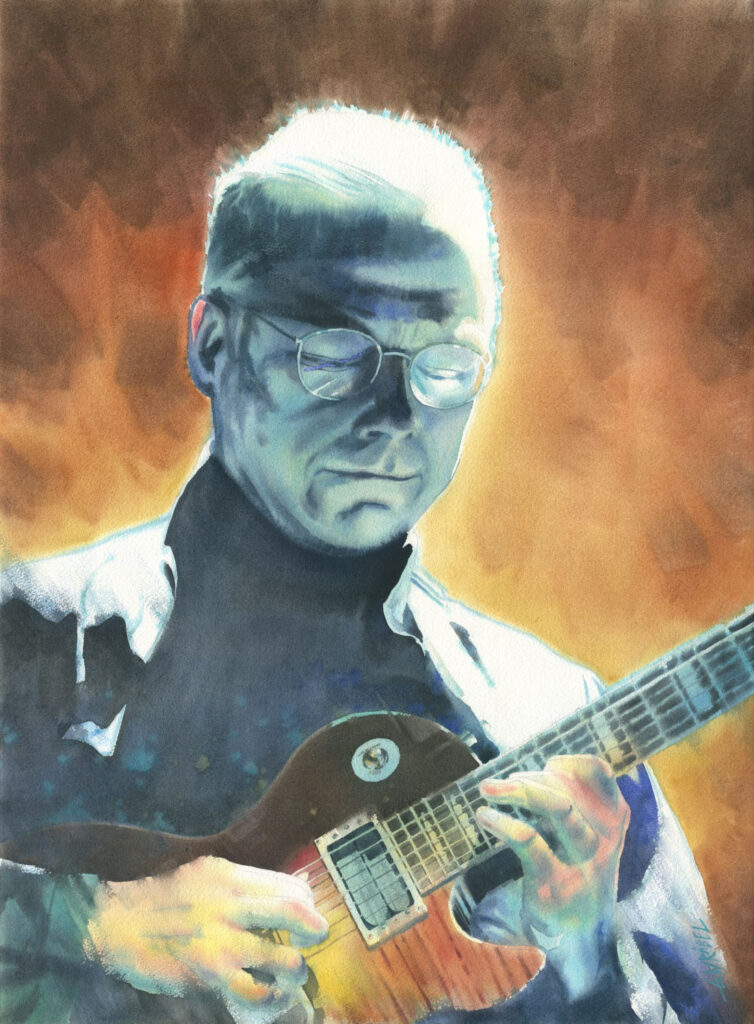 Robert Fripp Grzegorz Wróbel akwarela, watercolor portrtraits